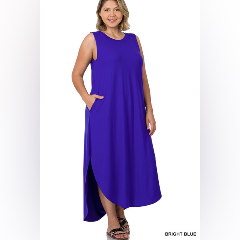 🆕 Zenana PLUS BRUSHED DTY SIDE SLIT DRESS WITH POCKETS